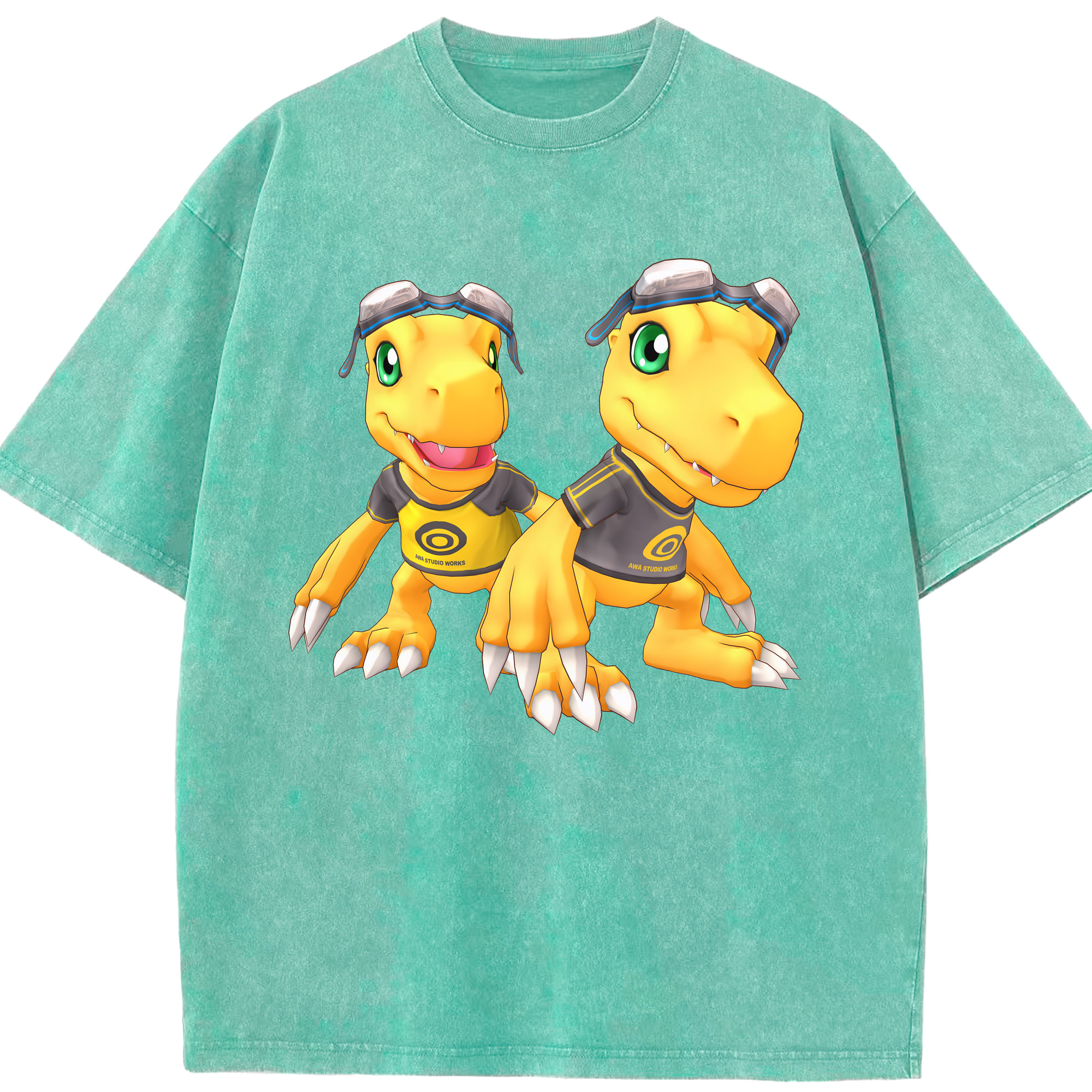 （画像用） Digimon デジタルモンスター/デジモン 綿100% ヴィンテージ風 半袖Tシャツ（フロントプリント）